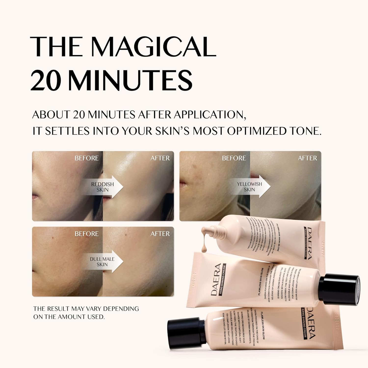 Kang Shining Korean BB Tinted Moisturizer Cream (1 Color,Neutral), Self Adjusting BB Cream,1.35 fl oz, Glowing Skin Natural Makeup, Buildable Coverage, Lightweight