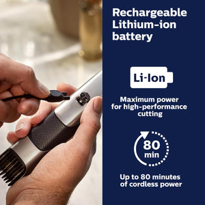 Philips Norelco Bodygroom 7000 Series, Showerproof Groin and Body Trimmer for Men, Precise Body Grooming, Adjustable Comb, Safe Even Below The Belt, 80 Min. Runtime, Model BG7030/49