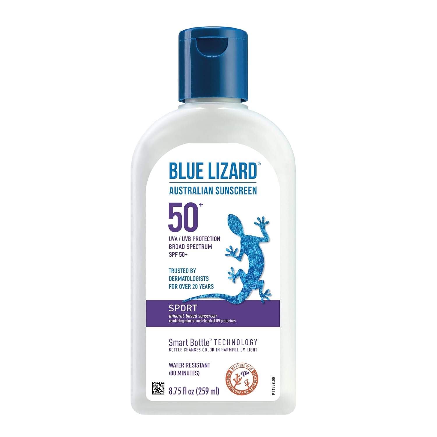 BLUE LIZARD Sport Mineral Sunscreen Spray SPF 50+, Dermatologist-Recommended Brand, Broad-Spectrum UVA/UVB Protection, Water-Resistant, Zinc Oxide Formula, Vegan, 5 fl oz