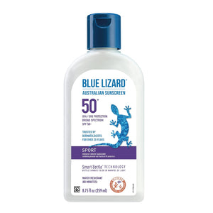 BLUE LIZARD Sport Mineral Sunscreen Spray SPF 50+, Dermatologist-Recommended Brand, Broad-Spectrum UVA/UVB Protection, Water-Resistant, Zinc Oxide Formula, Vegan, 5 fl oz