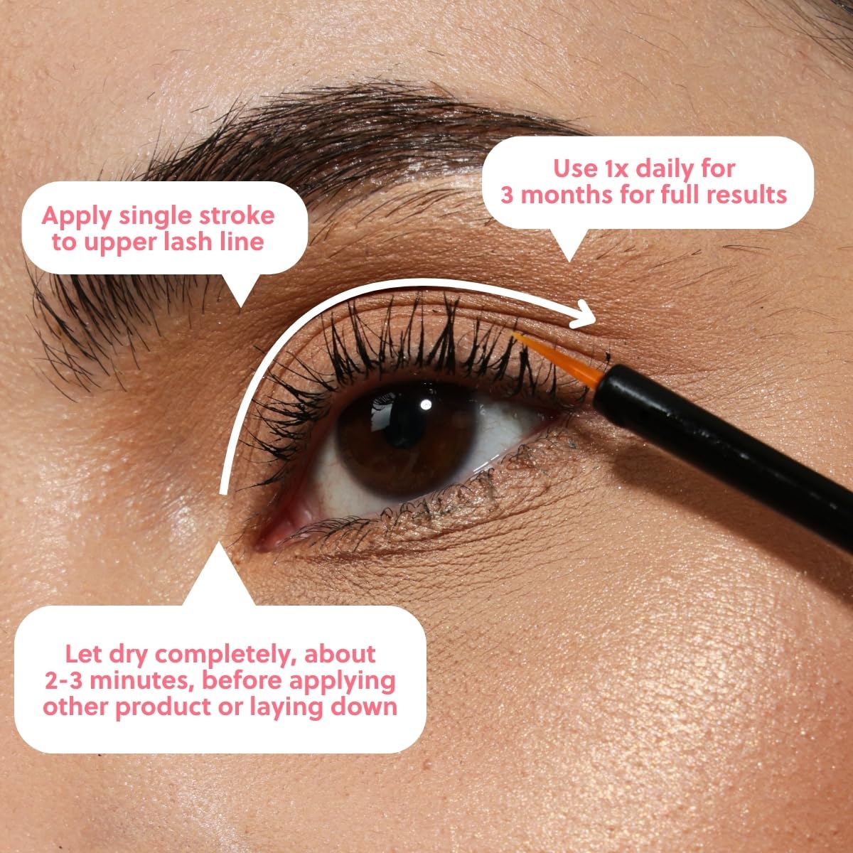 Lash & Brow Growth Serum - Hormone-Free Enhancer for Thicker, Longer Lashes & Brows in 2 Weeks - Organic, Vegan & Gentle 0.10 fl. oz / 3ml