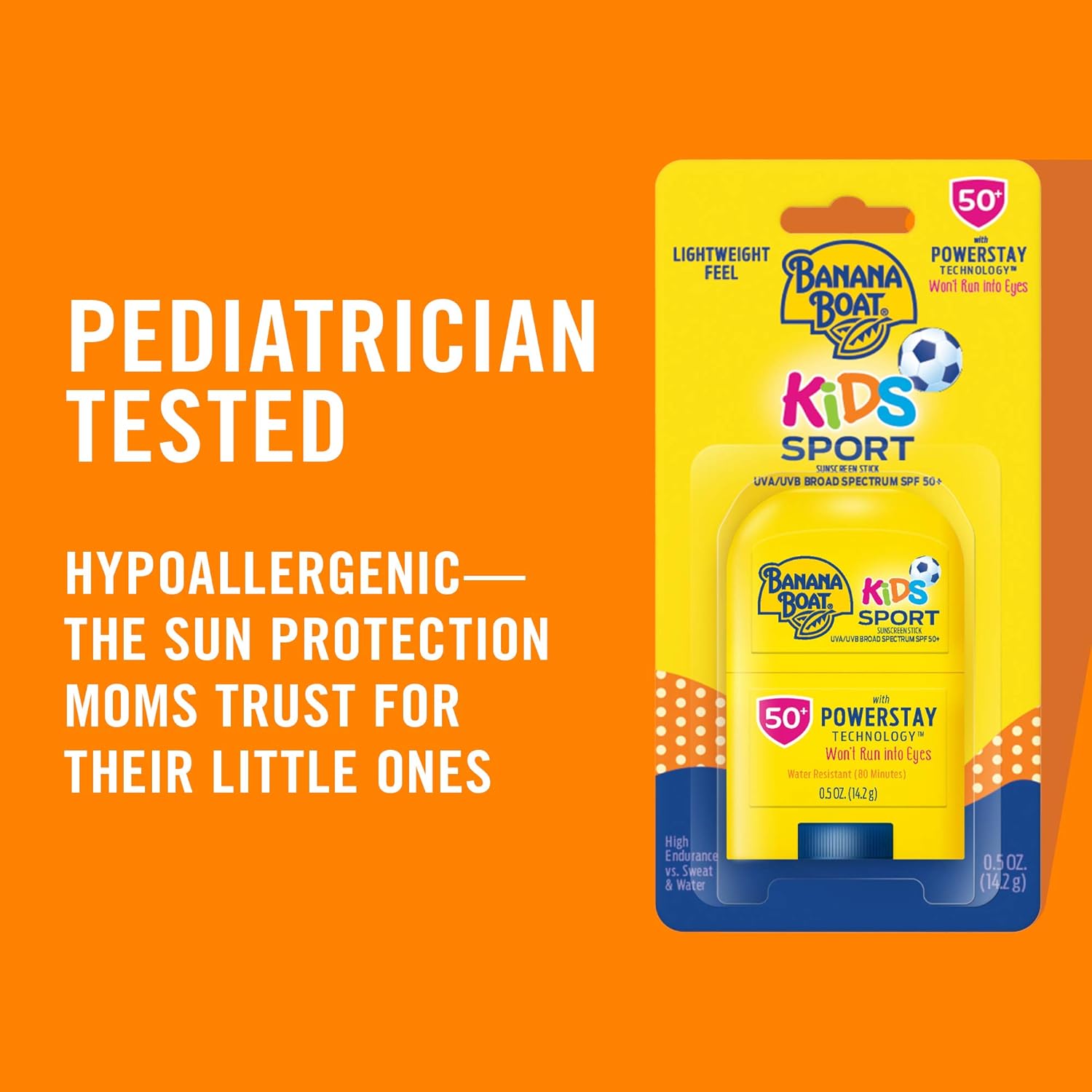 Banana Boat Sport Kids Sunscreen Stick SPF 50, 0.5oz | Travel Size Sunscreen for Kids, Childrens Sunblock SPF 50, Oxybenzone-Free, 0.5oz