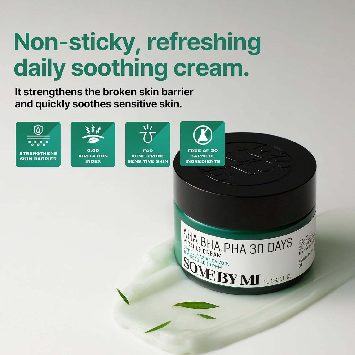 SOME BY MI AHA BHA PHA 30 Days Miracle Cream - 2.02oz, 60ml - Mild Exfoliating Salicylic Acid & Centella Face Moisturizer for All Skin Types - Daily Soothing & Clarifying Face Cream - Korean Skin Care