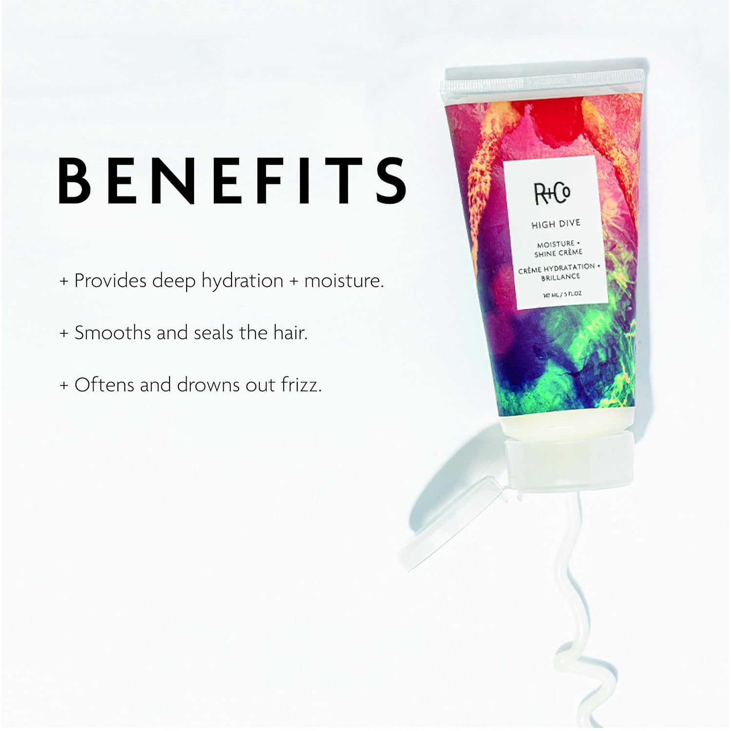 R+Co High Dive Moisture and Shine Crème | Deep Hydration + Softens + Eliminates Frizz | Vegan + Cruelty-Free |