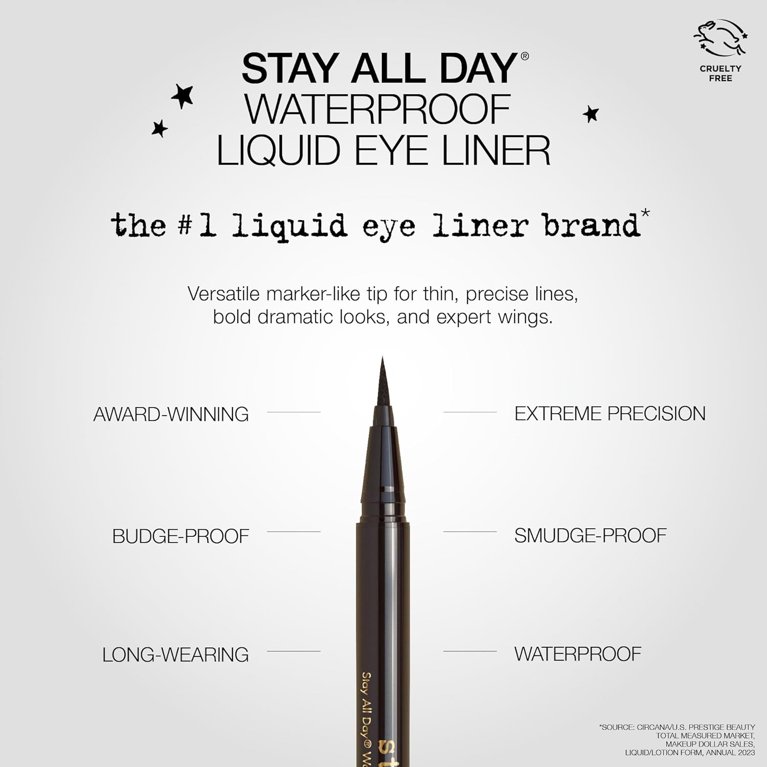 stila Waterproof Liquid Eye Liner, Stay All Day Makeup with Fine Brush Tip Lasting Satin Finish, Smudge-Proof & Transfer-Resistant