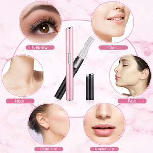 Chumia 2 Pcs Electric Eyebrow Trimmer Women Precision Face Razors Mini Shaver with Comb Christmas Women Gift Battery Operated Personal Epilator for Face Neck Fuzz Lips Leg(Pink, Silver)