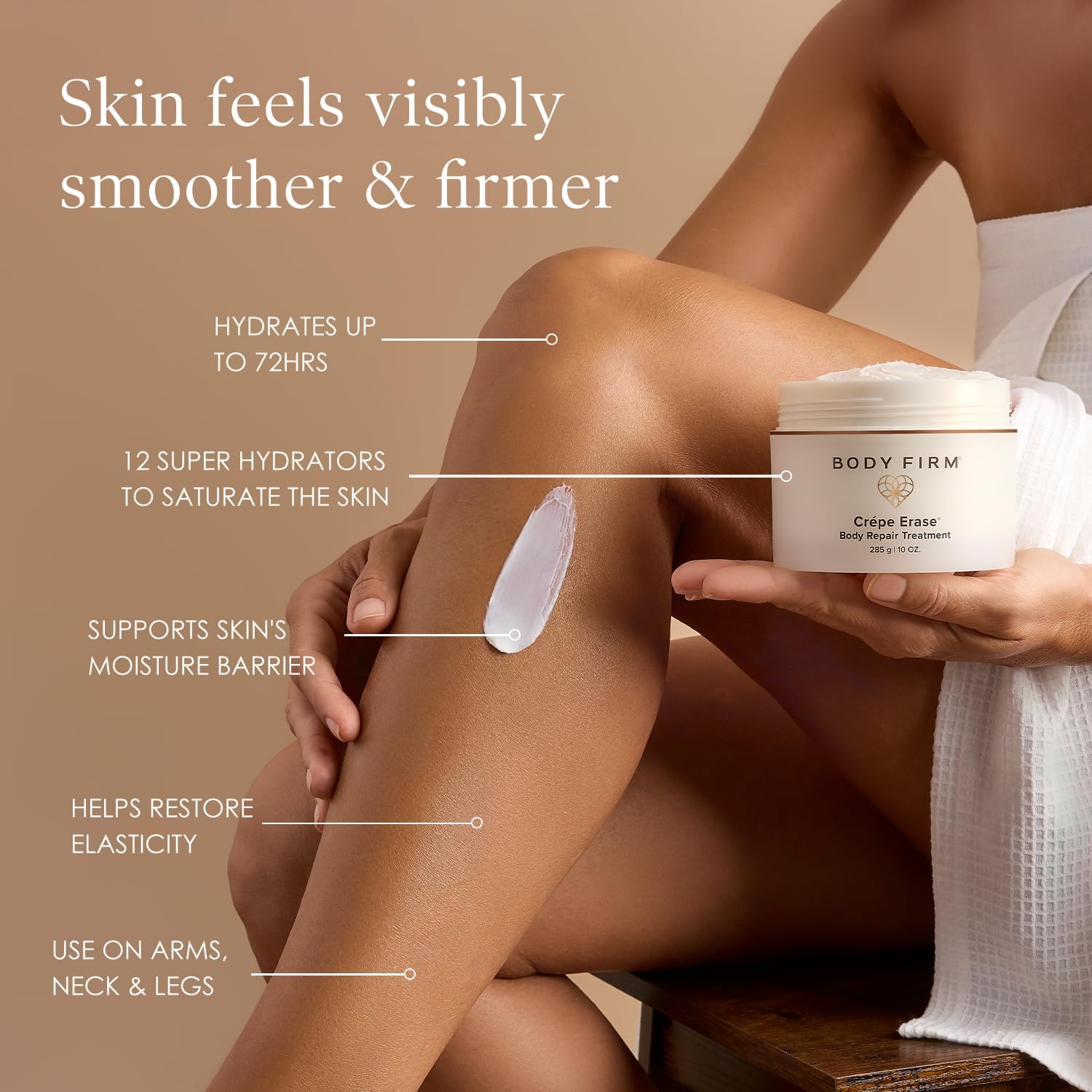 BODY FIRM Crepe Erase Advanced Body Repair Treatment, Anti-Aging Wrinkle Cream, Support Skins Natural Elastin & Collagen Production - 10oz