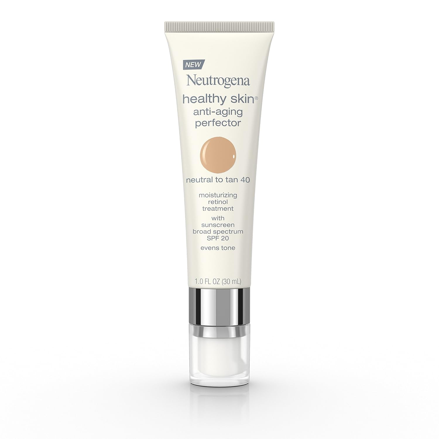 Neutrogena Retinol Treatment and Tinted Facial Moisturizer, Healthy Skin Anti-Aging Perfector with Broad Spectrum SPF 20 Sunscreen with Titanium Dioxide, 20 Fair to Light, 1 fl. oz