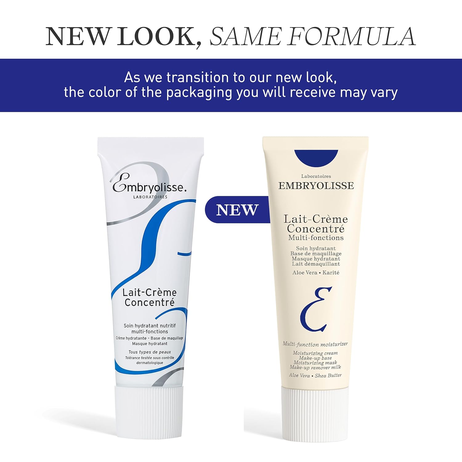 Embryolisse Lait-Crème Concentré, Multifunction Daily Moisturizer, Primer, and Makeup Remover, Suitable for All Skin Types. French Face Cream With Shea Butter & Aloe Vera