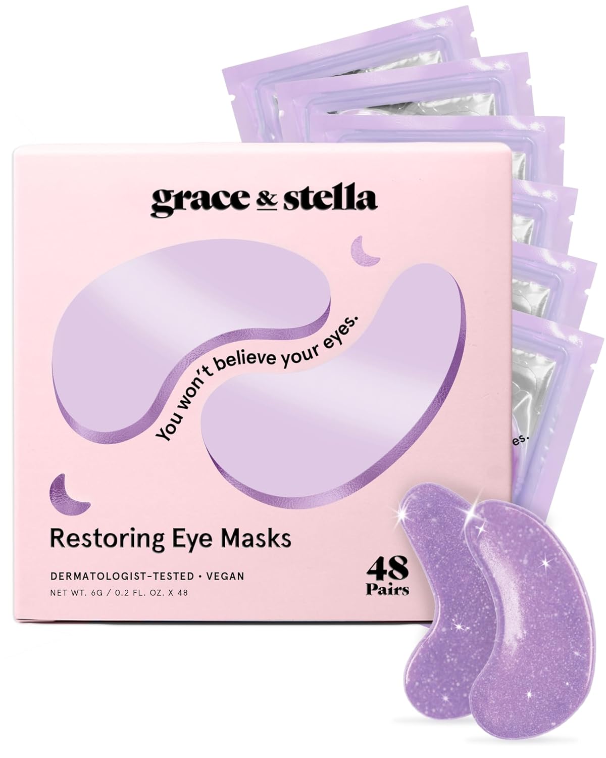 grace & stella Under Eye Patches for Puffy Eyes and Dark Circles (Retinol, 6 Pairs) Restoring Gel Under Eye Masks with Hyaluronic Acid - Vegan Cruelty-Free Skincare Birthday Gifts for Women