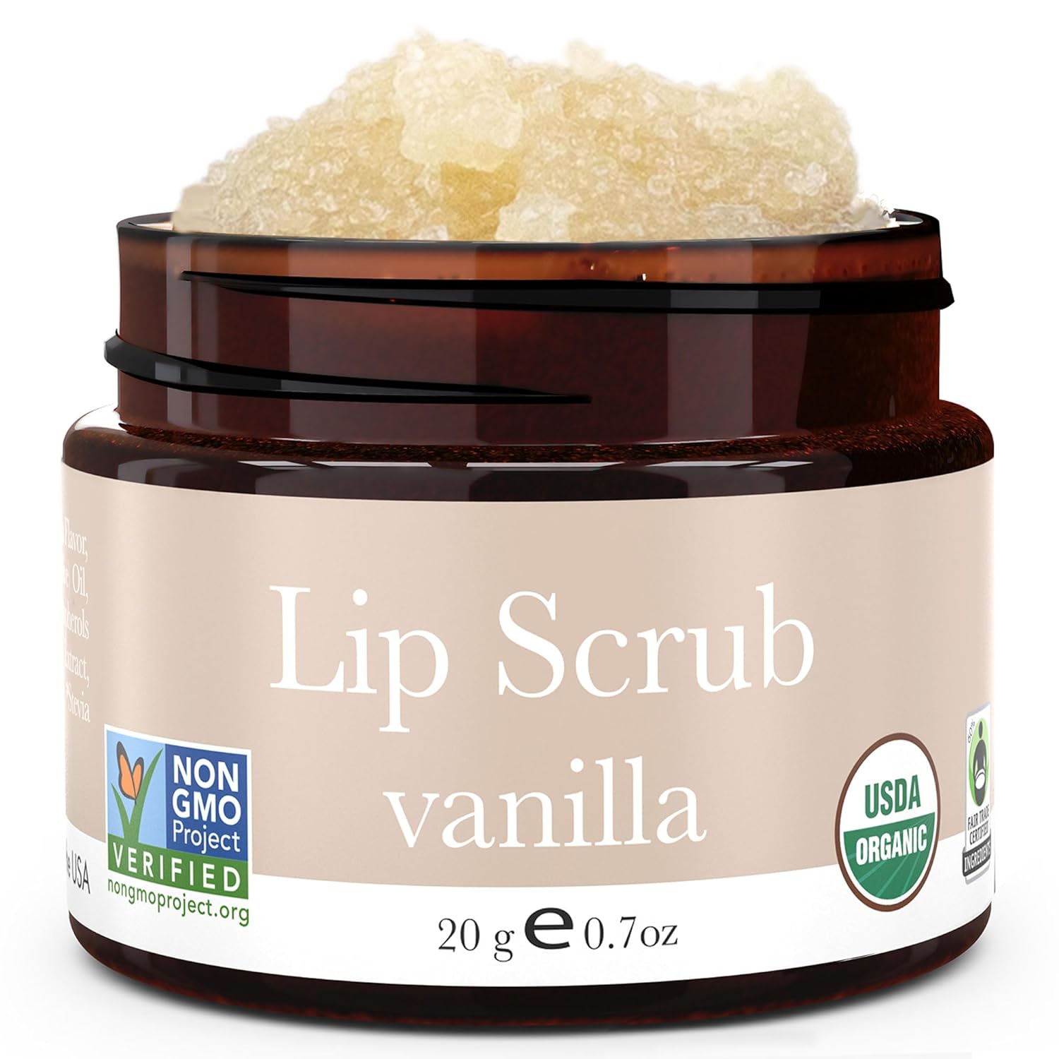USDA Organic Lip Scrub Vanilla - USA Made with Natural Ingredients, Lips Exfoliator, Moisturizing Scrub for Dry Lips, Lip Sugar Scrubber Exfoliator for Smooth Lips, Small Beauty Gifts
