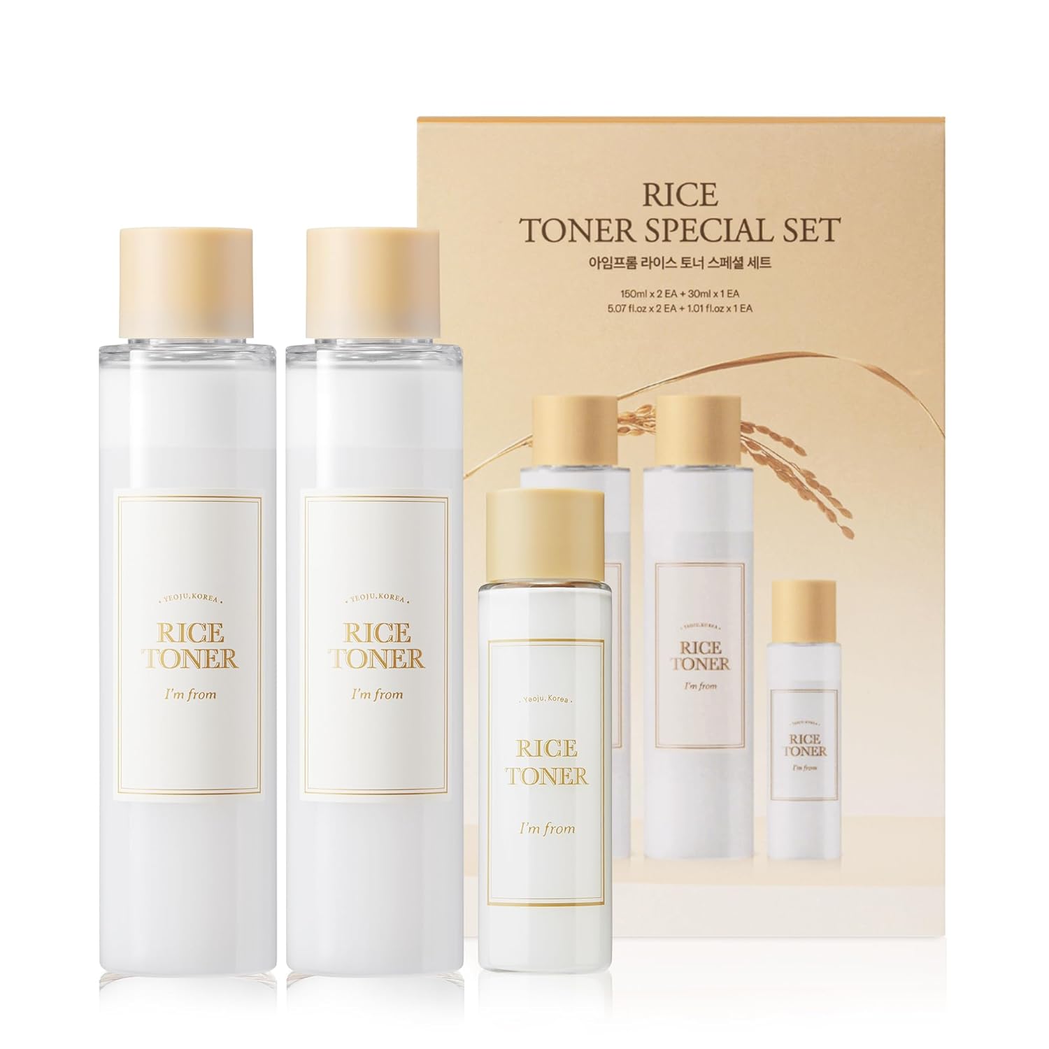 I'm from Rice Toner, Milky Toner for Glowing Skin, Korean Rice, Glow Essence with Niacinamide, Hydrating for Dry, Dull, Combination Skin, Vegan, Fragrance Free, Glass Skin 5.07 Fl Oz