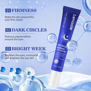 Retinol Eye Cream, Hydrating Under Eye Care Daily Wrinkle Cream, Infused with AHA30% to Smooth and Hydrate Skin, Eye Crea for Dark Circles Treatments, Reduce Under Eye Bags, Smooth Wrinkles, 1Pack