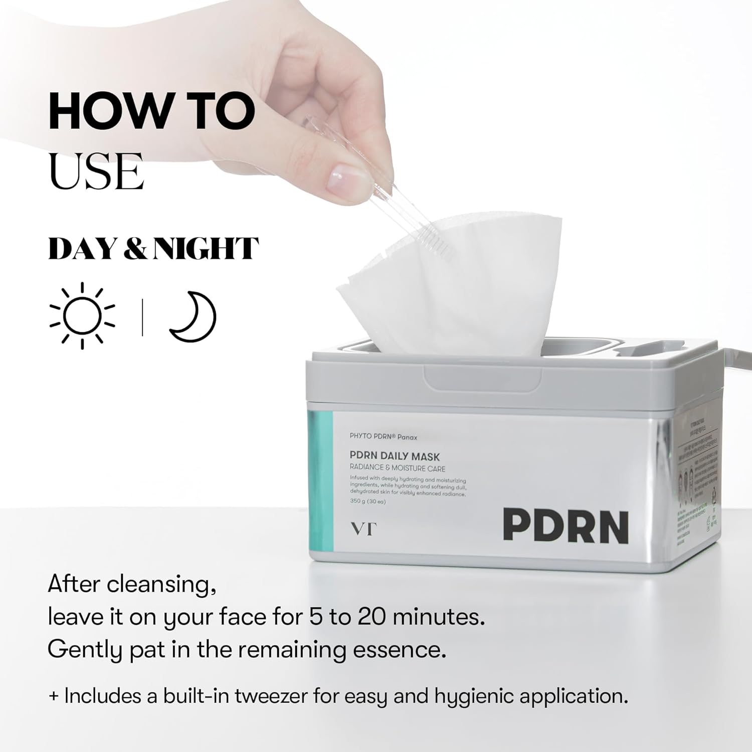 VT COSMETICS PDRN Daily Mask 30 Sheets, Vegan PDRN for Skin Restoration & Radiance, Hydrating & Moisturizing, Anti-Aging, Korean Face Mask
