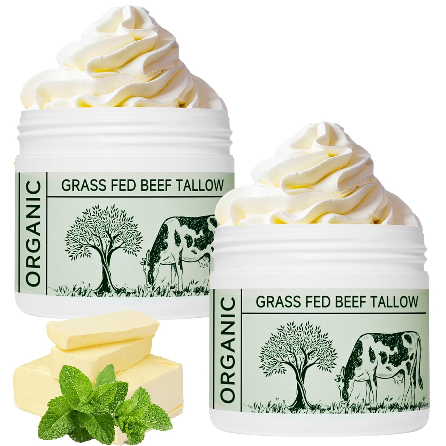 Beef Tallow, Beef Tallow for Skin, Moisturizer for Dry Skin, Unscented Beef Tallow Blam Grass Fed Whipped Tallow Face Cream Nourishing Soothing Moisturizer Body Lotion Skin Care