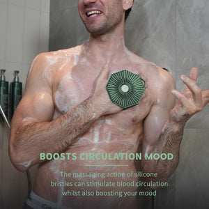 iTokGok® Premium 2-in-1 Silver-Infused Silicone Body Scrubber for Men, Double-Sided Design Body Brush Silicone Body Scrubber Exfoliating Body Brushes for All Skin, Lathers Well - Midnight Green