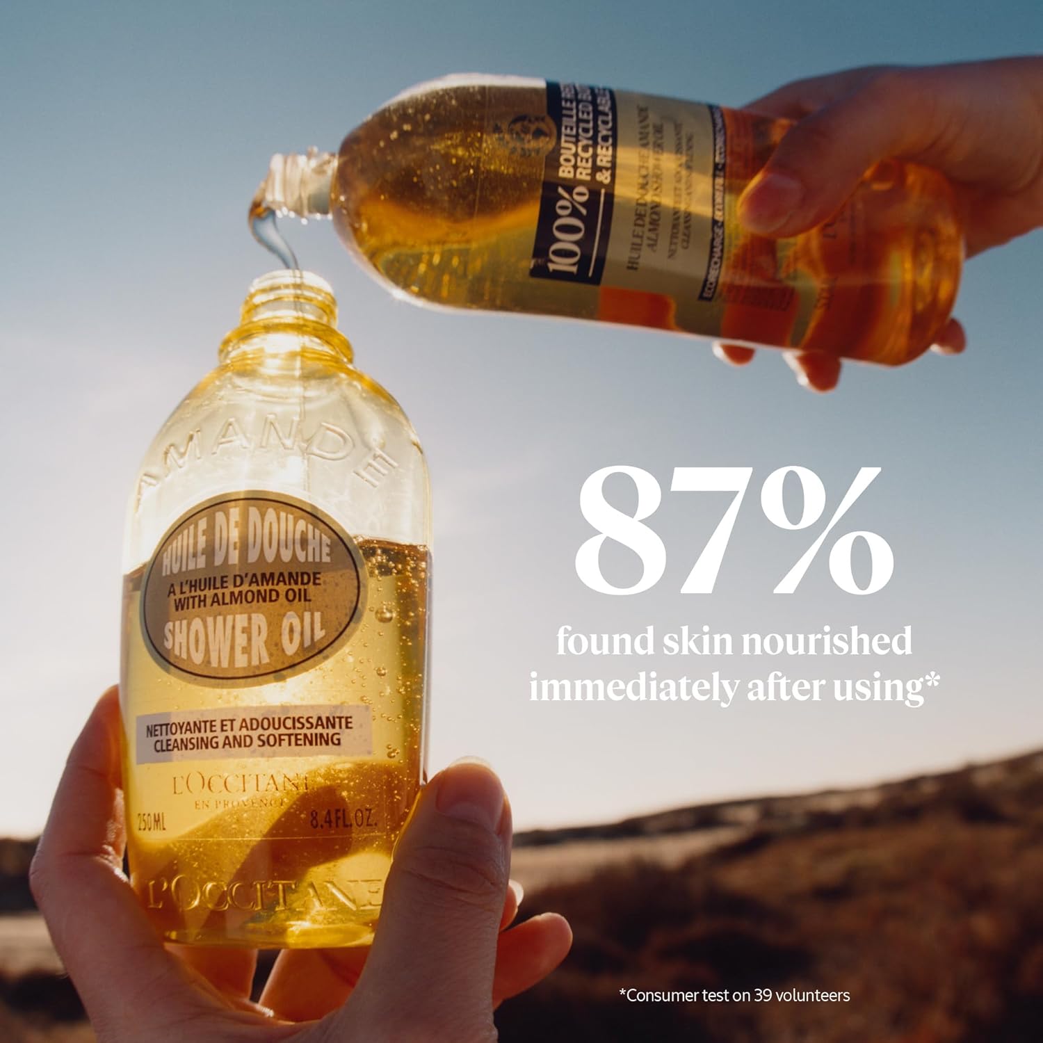 L'OCCITANE Cleansing & Softening Almond Shower Oil, Body Wash & Shaving Base Purifies & Smooths Without Drying Skin, Milky Lather, Nourishing Skincare