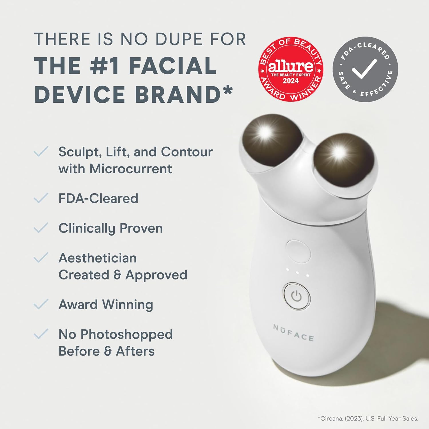 NuFACE TRINITY+ Microcurrent Facial Device Kit - FDA Cleared Face Sculpting & Neck Tightening Device to Contour Cheeks & Brows + Microcurrent Gel Activator & Silk Creme - Sandy Rose