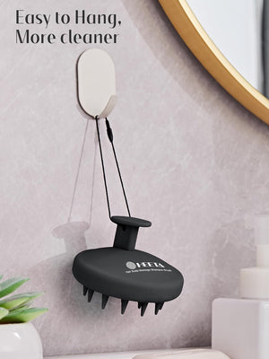 HEETA Scalp Massager Hair Growth, Scalp Scrubber with Soft Bristles, Integrated Silicone Design, Exfoliator for Dandruff Removal & Relaxation, Shampoo Brush Fit Wet Dry Hair Use, Black