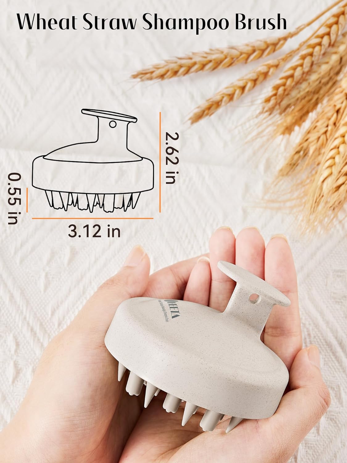 HEETA Hair Scalp Massager for Hair Growth, Shampoo Brush, Scalp Scrubber Exfoliator with Soft Silicone Bristles for Dandruff Removal to Relieve Stress, Wet Dry Use Updated Material, Beige