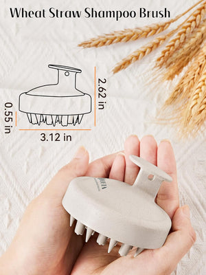 HEETA Hair Scalp Massager for Hair Growth, Shampoo Brush, Scalp Scrubber Exfoliator with Soft Silicone Bristles for Dandruff Removal to Relieve Stress, Wet Dry Use Updated Material, Beige