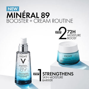 Vichy Mineral 89 Fragrance Free Cream, Moisture Boosting Cream with Hyaluronic Acid, Daily Face Moisturizer, Available in 3 Formulas For All Skin Types, Dry & Sensitive Skin & Mattifying for Oily Skin