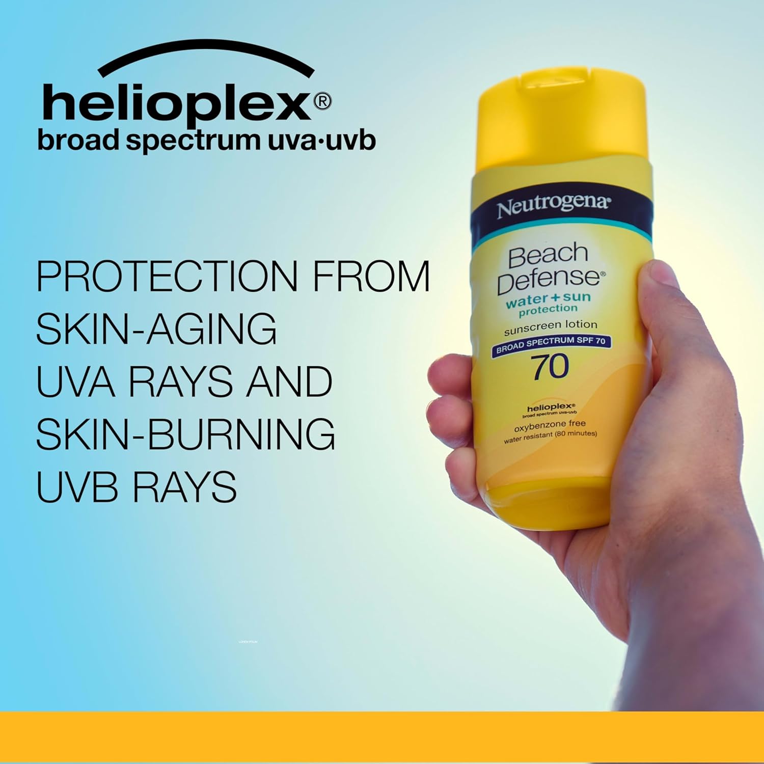 Neutrogena Beach Defense Water-Resistant Body Sunscreen Lotion with Broad Spectrum SPF 70, Oil-Free & PABA-Free Fast-Absorbing Sunscreen Lotion, UVA/UVB Protection, Oxybenzone-Free, 6.7 oz