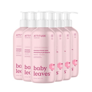 ATTITUDE 2-in-1 Shampoo and Body Wash for Baby, Fragrance-Free EWG Hypoallergenic Plant- and Mineral-Based Ingredients, Vegan and Cruelty-Free, Unscented, 16 Fl Oz