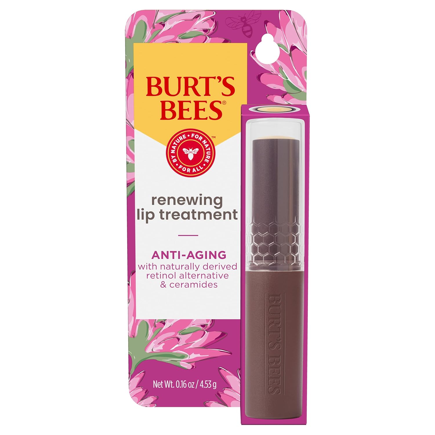 Burt's Bees Overnight Intensive Lip Treatment, 0.25 oz - Moisturizing, Restorative, Reduces Fine Lines, Vitamin E, Ceramides Oils, Leaping Bunny Certified, Compact Jar