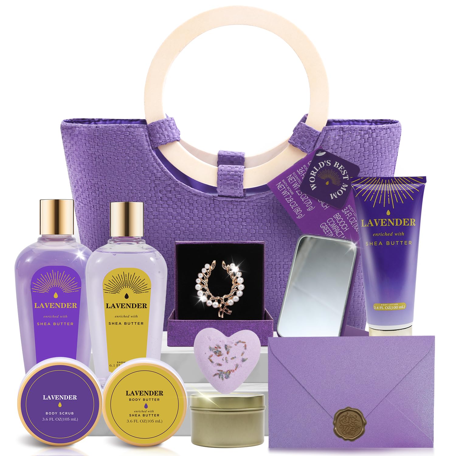 Spa Luxetique Gift Baskets for Women, Spa Gifts for Women - 10pcs Lavender Gift Sets with Body Lotion, Bubble Bath, Relaxing Bath Sets, Mothers Day Gifts for Mom