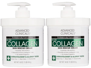 Advanced Clinicals Retinol Body Lotion + Collagen Cream Fragrance Free Face Moisturizer & Body Cream 2pc Skincare Set For Women & Men Helps Reduce Appearance Of Crepey Skin, Wrinkles, & Dry Skin, 2pc