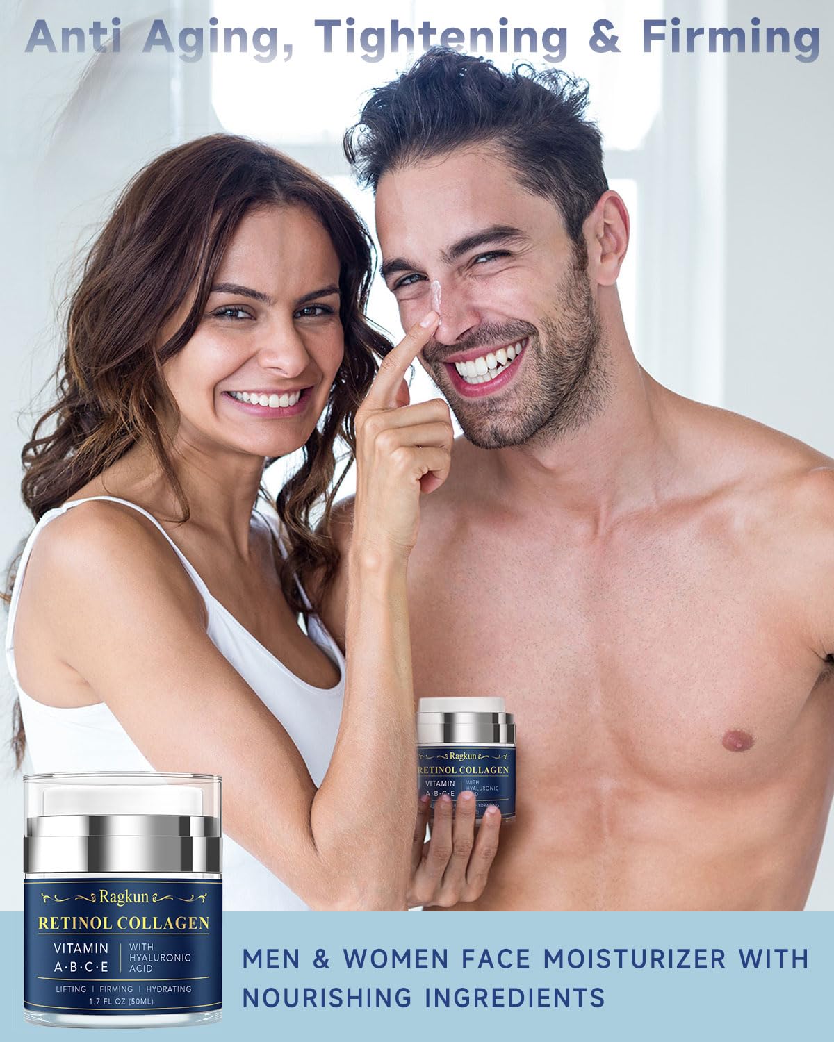Retinol Cream for Face, Collagen Neck Creams for Tightening and Firming, Anti Aging Day & Night Facial Moisturizer for Women & Men, Instant Face Lift Wrinkle Cream 1.7 fl. oz.