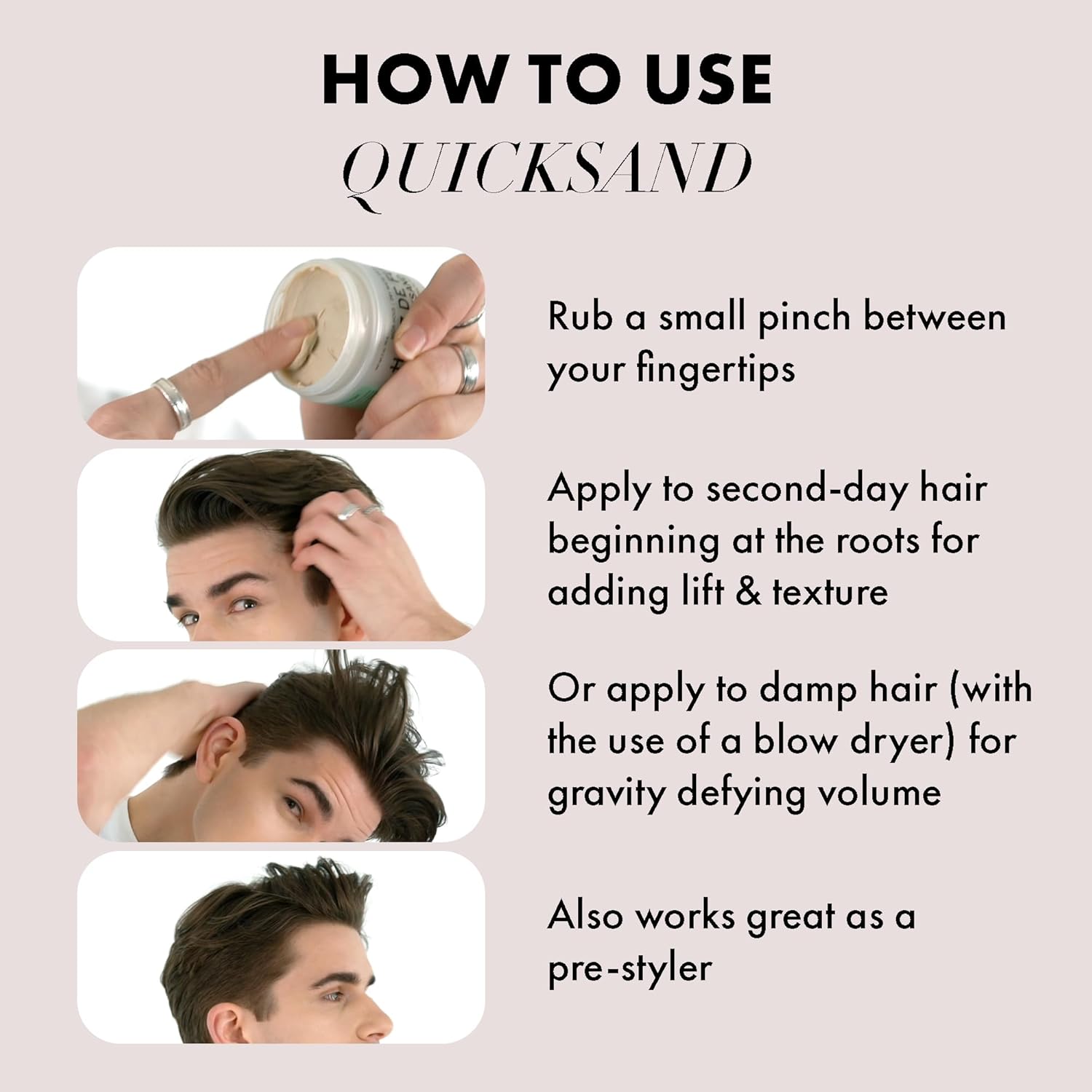 Hanz de Fuko Quicksand – Premium Men’s Hair Styling Wax & Dry Shampoo Combo – High Hold, Ultra Matte Finish – 2 oz.