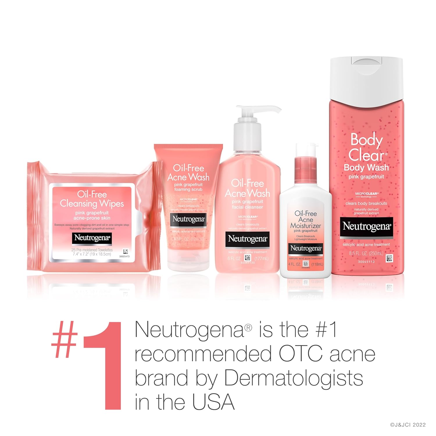 Neutrogena Oil Free Pink Grapefruit Acne Face Wash with Vitamin C, 2% Salicylic Acid Acne Treatment, Gentle Foaming Facial Scrub to Treat & Prevent Breakouts, 6.7 fl. Oz, 3 Pack