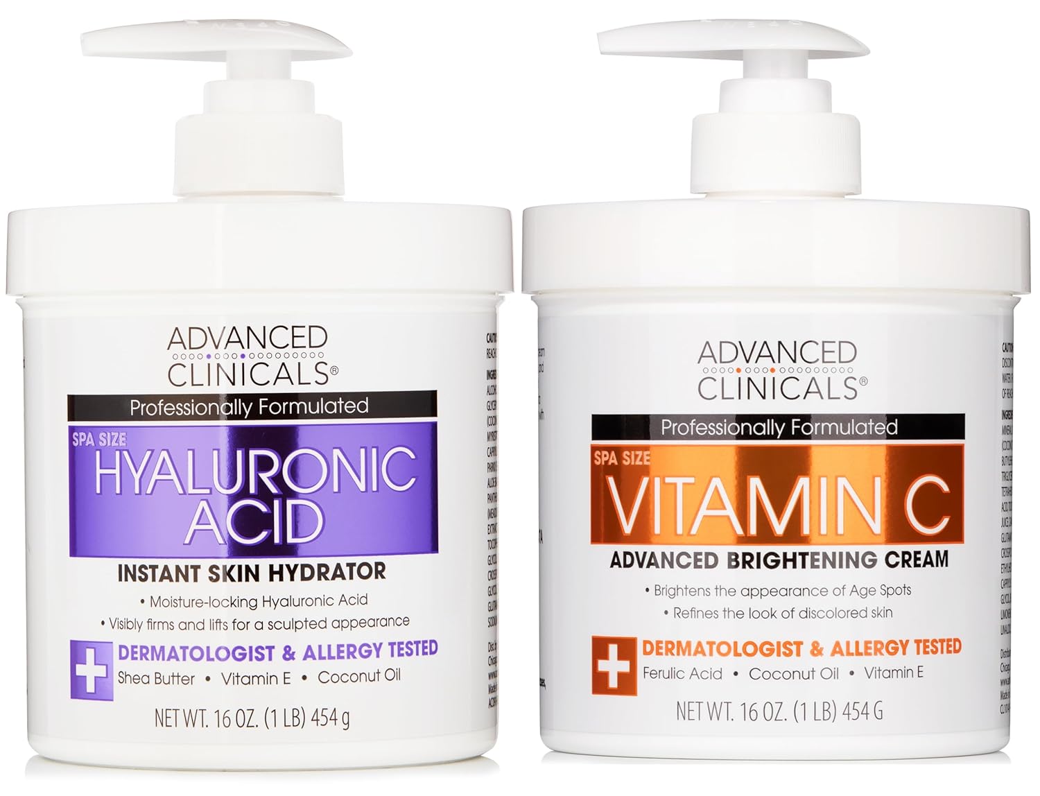 Advanced Clinicals Hyaluronic Acid Moisturizer Body Cream W/Vitamin E | Hydrating Cream & Body Lotion For Women & Men To Help Improve Look of Wrinkles, Dry Skin, Crepey Looking Skin, 16 Ounce