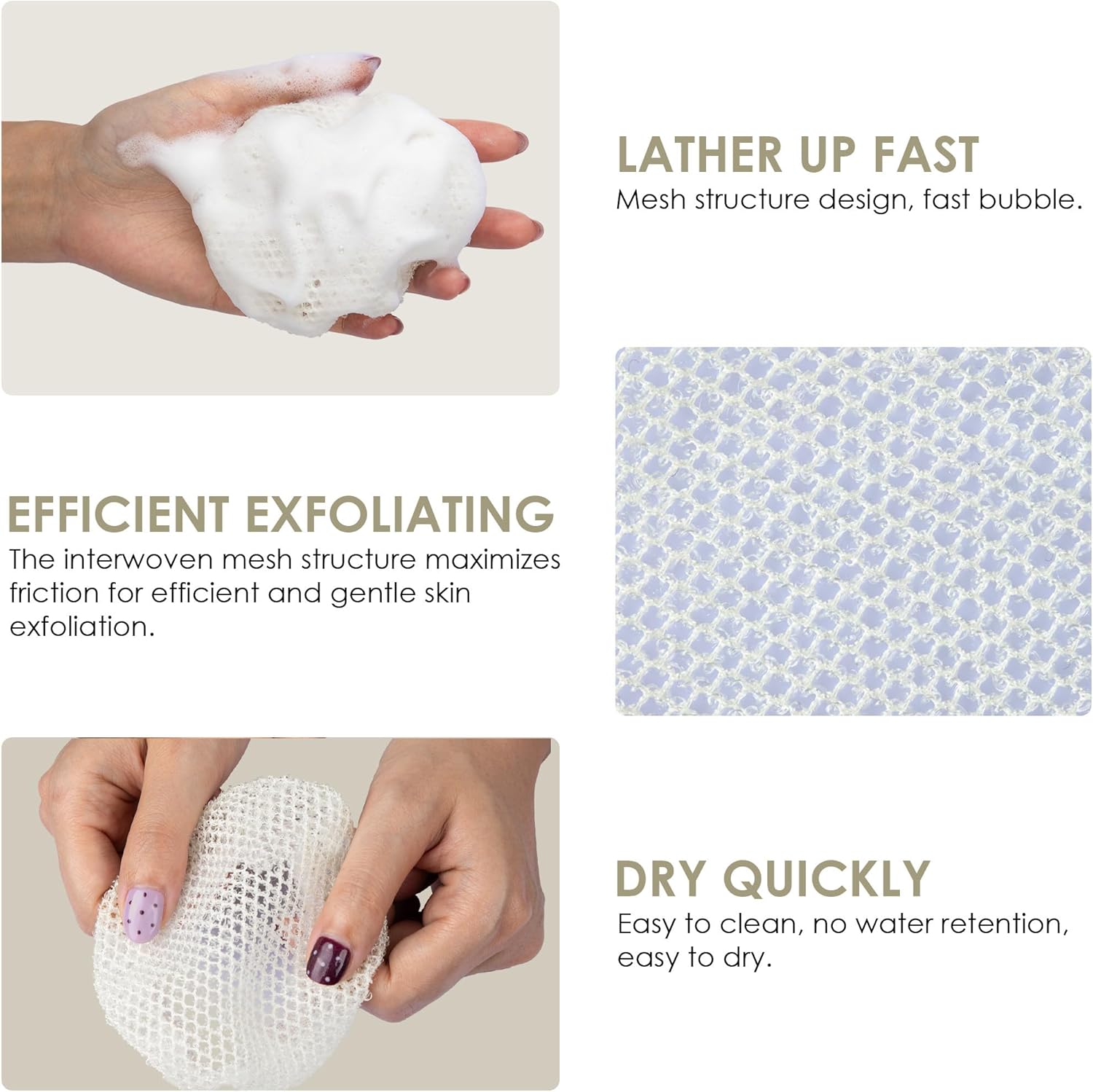 INNERNEED Food-Grade Soft Silicone Body Scrubber Shower Brush Handheld Cleansing Skin Brush, with Exfoliating Net Sponge Case (Black Brush)