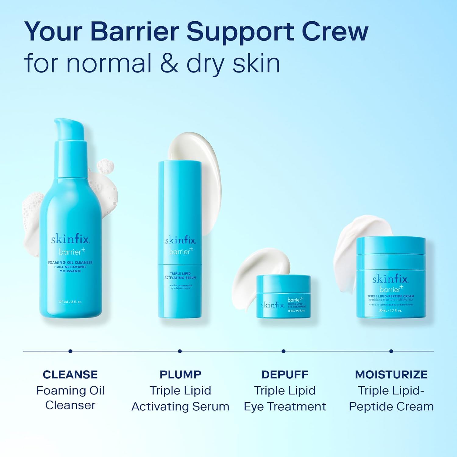 Skinfix Barrier+ Triple Lipid-Peptide Cream: Enriched with Lipids, Peptides, Hyaluronic Acid, and Shea Butter for Brightening, Firming, and Plumping, 1.7 oz