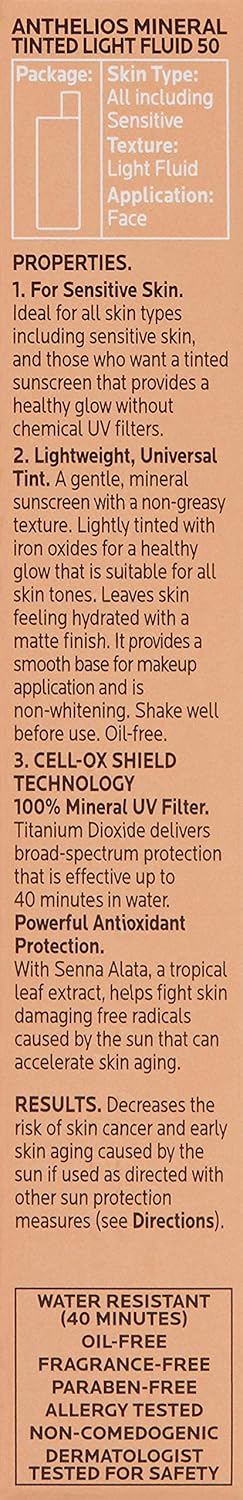 La Roche-Posay Anthelios Tinted Sunscreen SPF 40+, Broad Spectrum SPF + Antioxidants, Titanium Dioxide & Zinc Oxide Sunscreen, 4 Flexible Shades With No White Cast, Oil Free & Oxybenzone Free