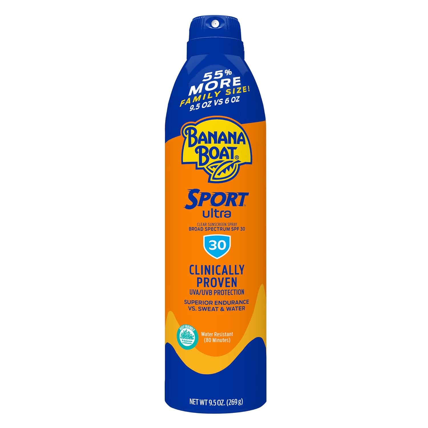 Banana Boat Sport Ultra SPF 30 Sunscreen Spray, Oxybenzone Free, Water Resistant, Family Size, 9.5oz
