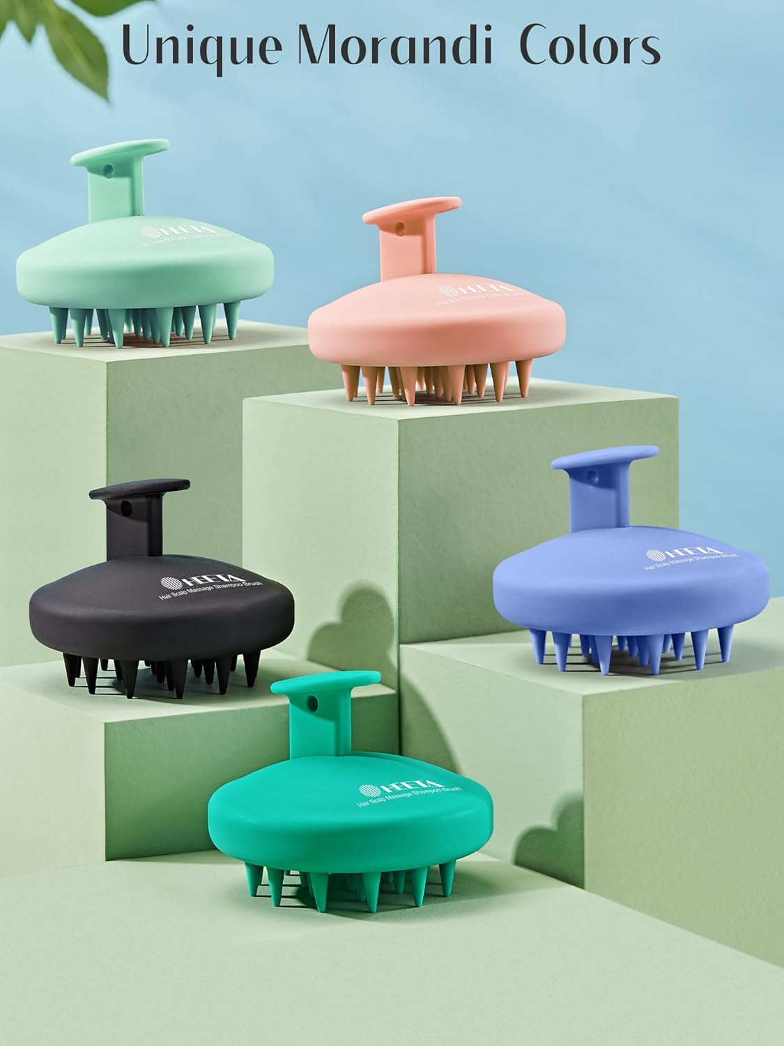 HEETA Scalp Massager Hair Growth, Scalp Scrubber with Soft Bristles, Integrated Silicone Design, Exfoliator for Dandruff Removal & Relaxation, Shampoo Brush Fit Wet Dry Hair Use, Black