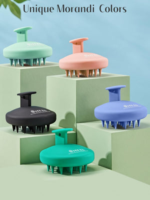 HEETA Scalp Massager Hair Growth, Scalp Scrubber with Soft Bristles, Integrated Silicone Design, Exfoliator for Dandruff Removal & Relaxation, Shampoo Brush Fit Wet Dry Hair Use, Black