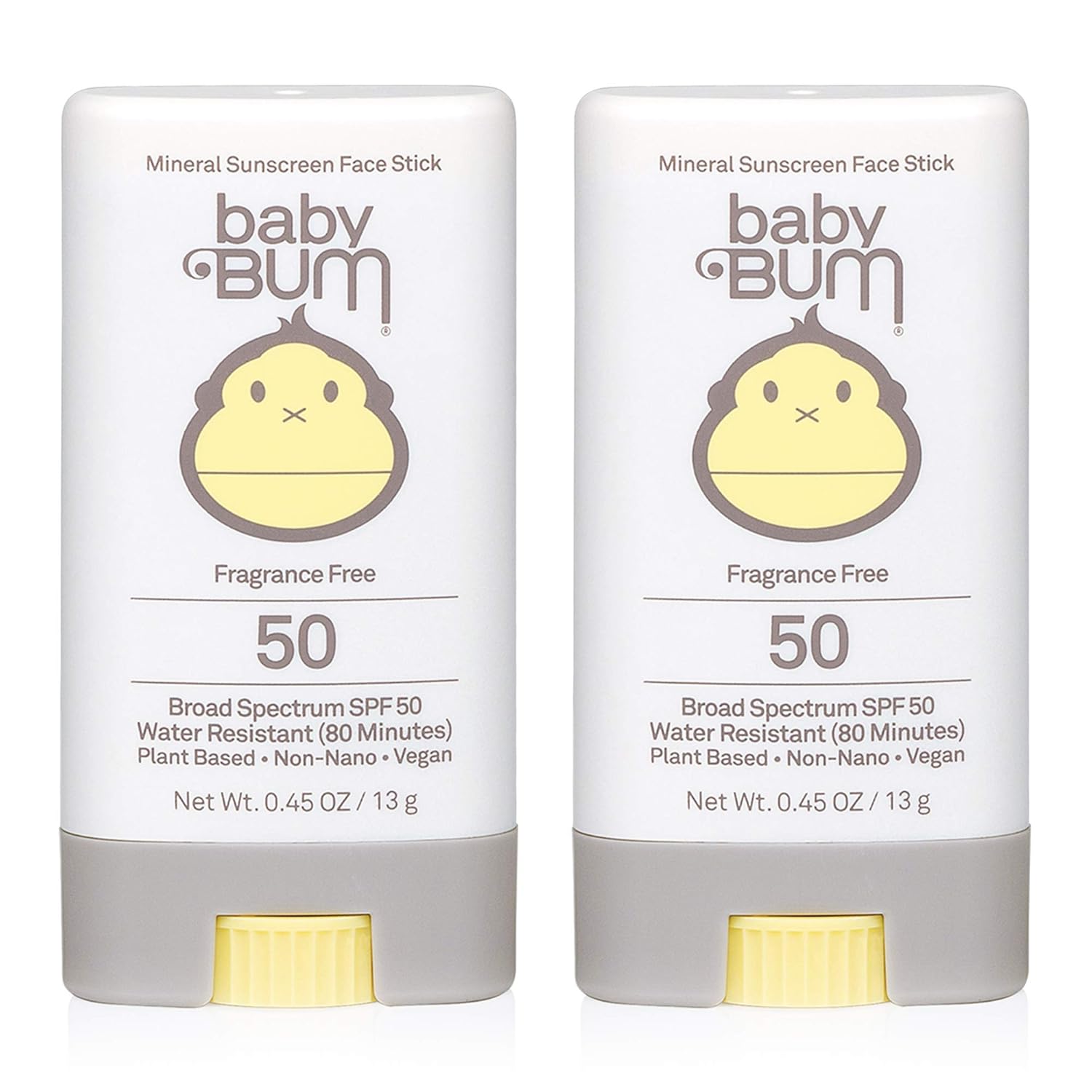 Sun Bum Baby Bum Mineral SPF 50 Sunscreen Stick - Hawaii 104 Act Compliant (Without Octinoxate & Oxybenzone) - UVA/UVB Face and Body Protection - Unscented for Sensitive Skin - Travel Size 0.45 Oz