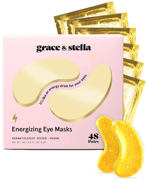 grace & stella Under Eye Mask - Gifts for Women - Reduce Dark Circles, Puffy Eyes, Undereye Bags, Wrinkles - Overnight Gel Under Eye Patches - Bridesmaid Gifts - Vegan Self Care (24 Pairs, Gold)