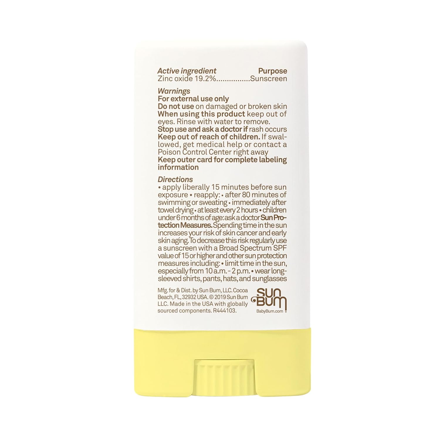 Sun Bum Baby Bum Mineral SPF 50 Sunscreen Stick - Hawaii 104 Act Compliant (Without Octinoxate & Oxybenzone) - UVA/UVB Face and Body Protection - Unscented for Sensitive Skin - Travel Size 0.45 Oz