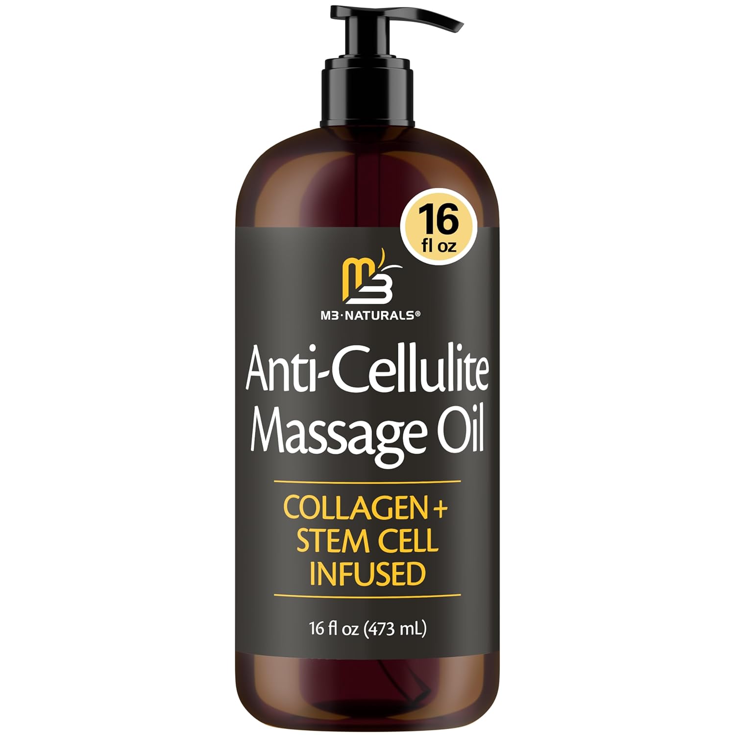 M3 Naturals Firming Body Massage Oil with Collagen & Stem Cell – Helps Smooth The Appearance of Cellulite & Improve Skin Texture – Refreshing Aromatherapy Body Oil for Legs & Full Body – 8 Fl Oz