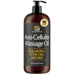 M3 Naturals Firming Body Massage Oil with Collagen & Stem Cell – Helps Smooth The Appearance of Cellulite & Improve Skin Texture – Refreshing Aromatherapy Body Oil for Legs & Full Body – 8 Fl Oz