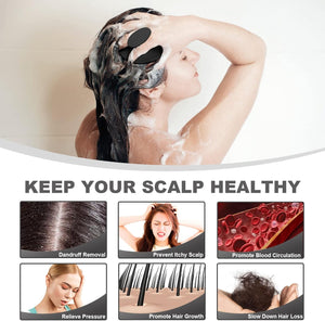 Silicone Scalp Massager Shampoo Brush, Scalp Brush for Hair Growth & Dandruff Removal, Hair Scrubber Scalp Stimulator Exfoliator Brush with Soft Bristles for Wet Dry Scalp Care (Black)