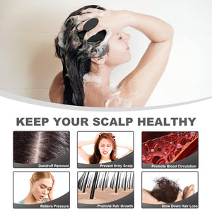 Silicone Scalp Massager Shampoo Brush, Scalp Brush for Hair Growth & Dandruff Removal, Hair Scrubber Scalp Stimulator Exfoliator Brush with Soft Bristles for Wet Dry Scalp Care (Black)