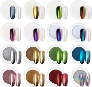 Artdone White Pearl Chrome Nail Powder,Iridescent Aurora Powder Metallic Mirror Effect Pigment Pearlescent Mermaid Pigment Pearl Glitter Dust Kit,Nail Art Decoration, Resin Craft