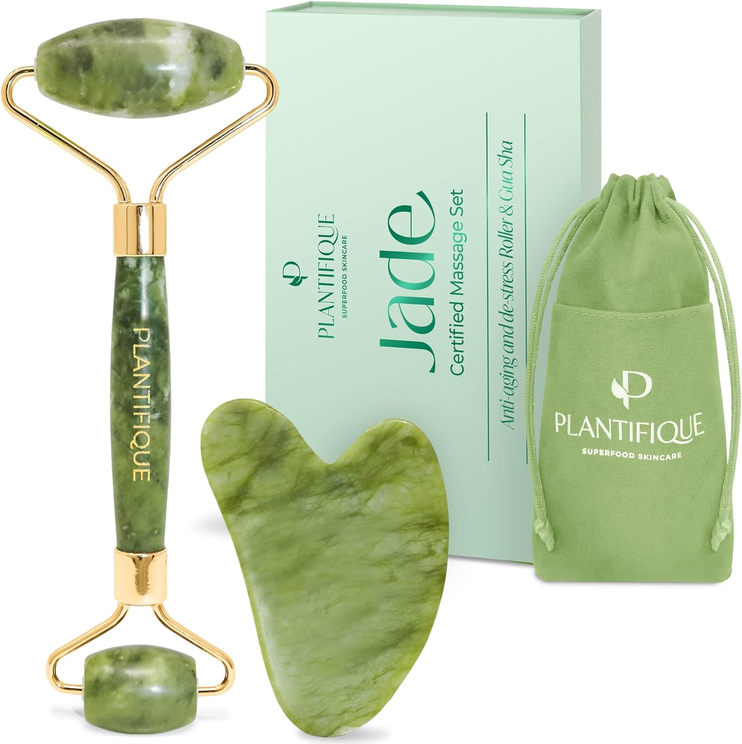 PLANTIFIQUE Rose Quartz Gua Sha Tool – Anti-Aging Face Massager & Jawline Shaper for Skincare Routine – Facial Massage & Skin Care Gift